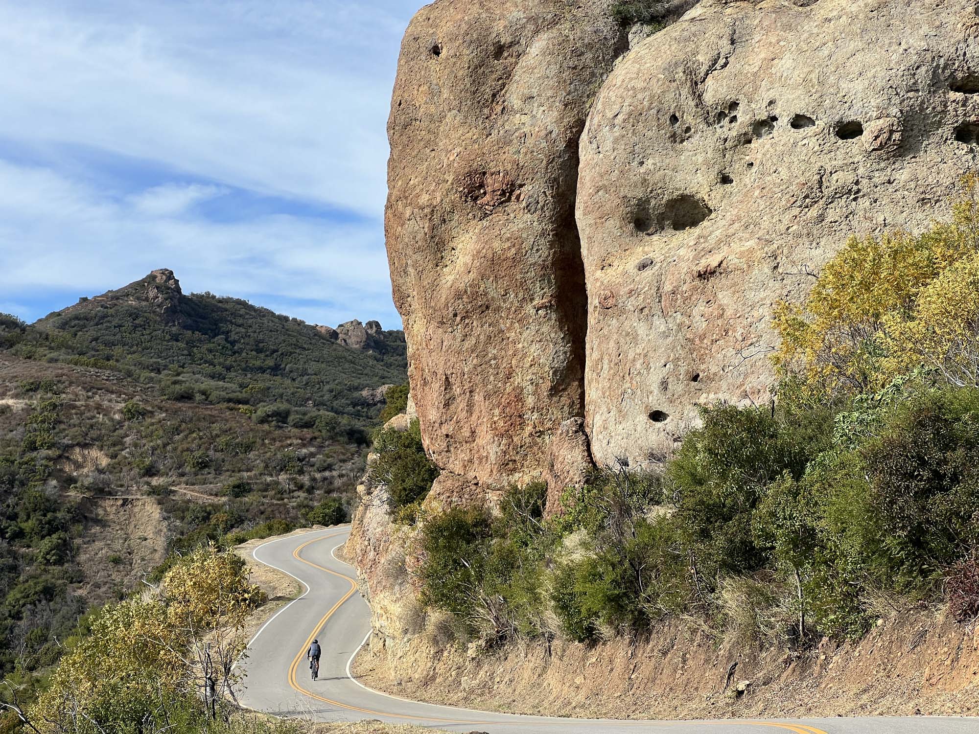 Riding road bikes in the Santa Monica Mountains