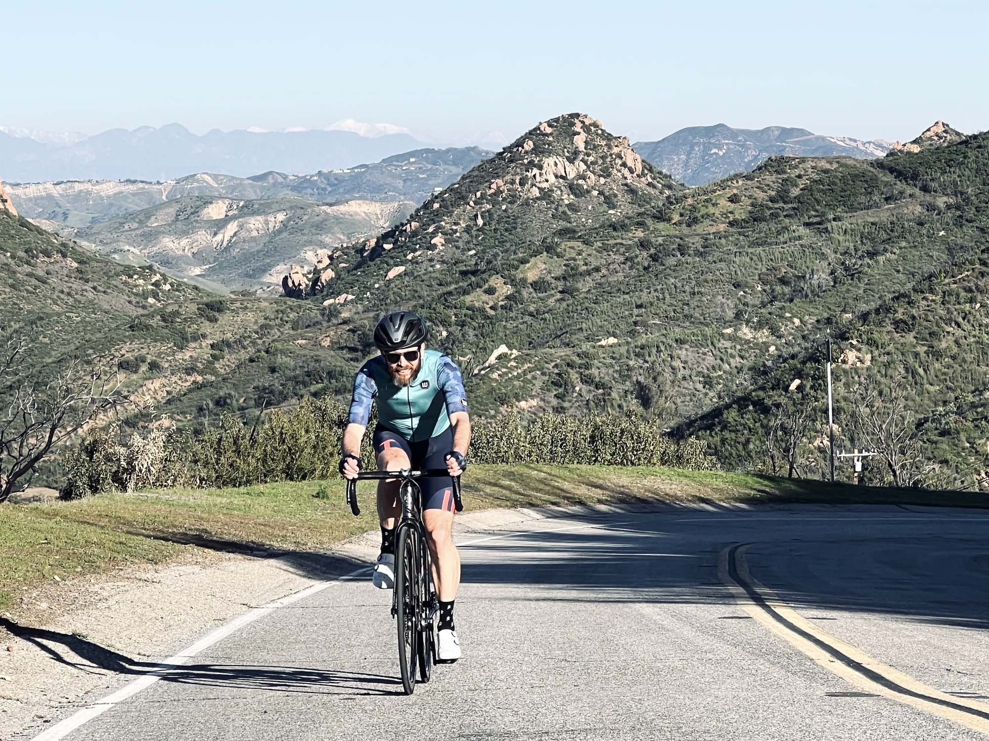 Riding road bikes on Santa Monica CA