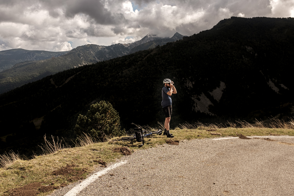 Tomas taking a photo while taking a quick break from riding his road bike