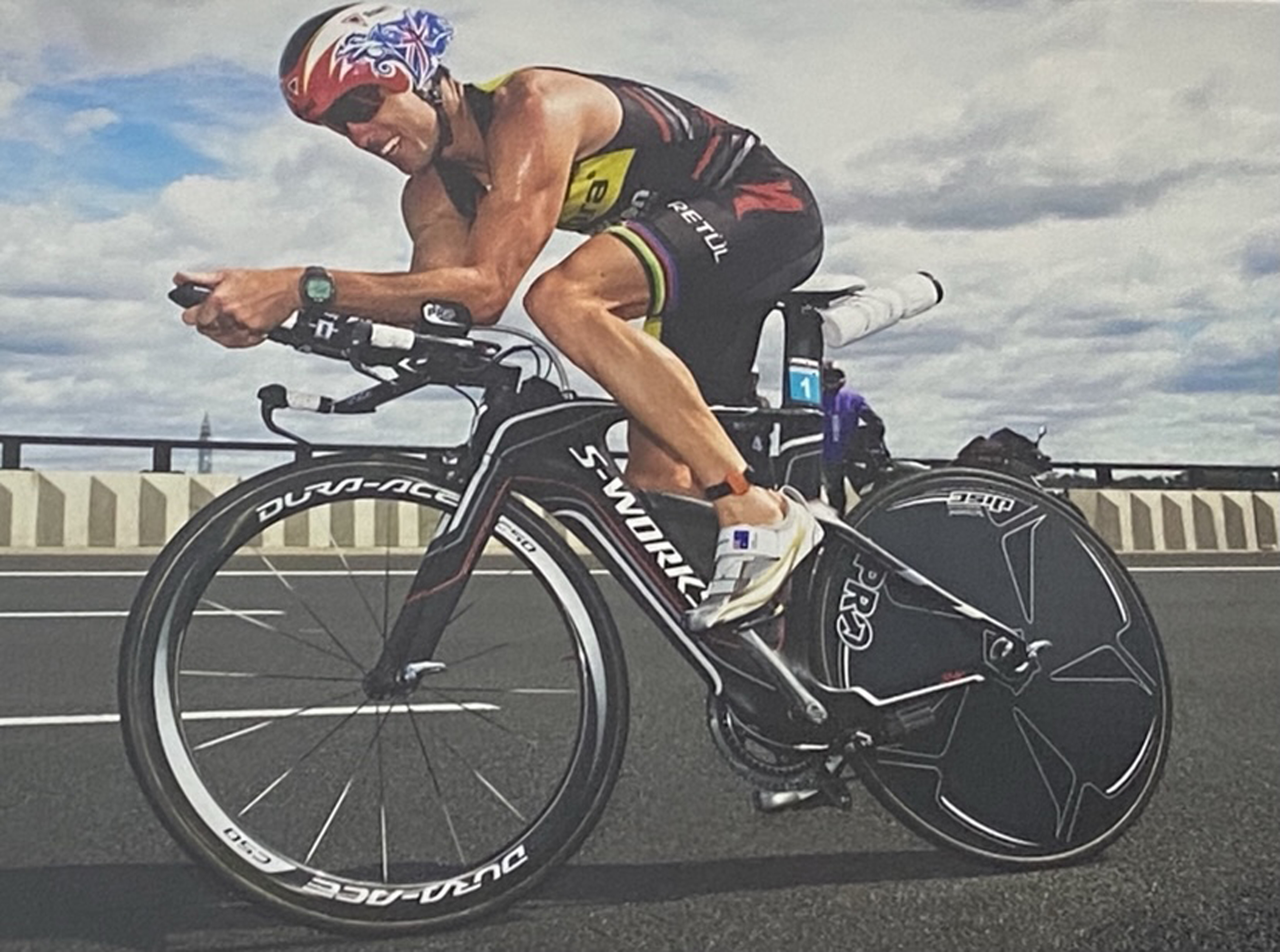 Crowie racing is aero bike in a triathlon race